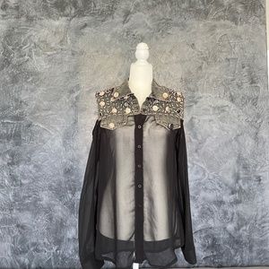 Black and denim shirt